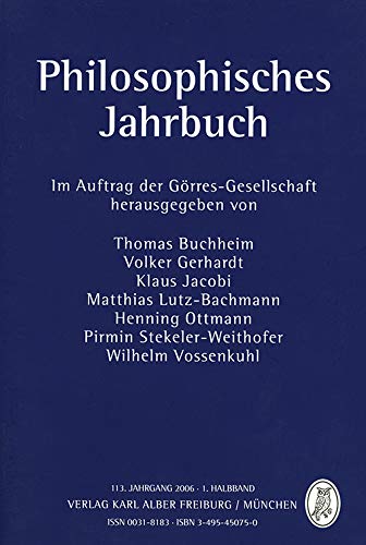 Philosophisches Jahrbuch 113. Jahrgang 2006: 1. Halbband